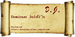 Dominus Jolán névjegykártya
